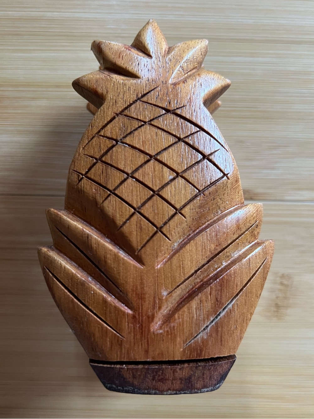 Hawaiian Koa Wood Pineapple Napkin Holder Carved Tropical Tiki Table Decor